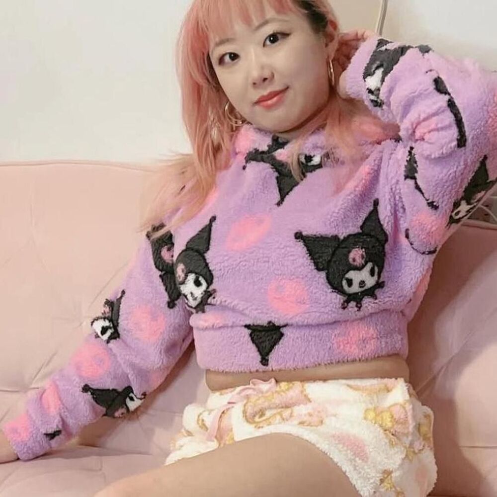 Sanrio Kuromi Fluffy Cropped Hoodie - Picture 3 of 5